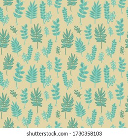 Simple seamless pattern with natural minimalistic elements. Ornament of grass and leaves. EPS 10
