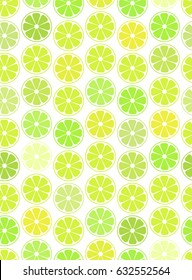 Simple seamless pattern, oranges,  lemon and lime on a white background. For your business projects for web or print.Cut slices of orange and citrus.