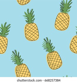 Simple seamless pattern with pineapples for design, textiles, postcards.