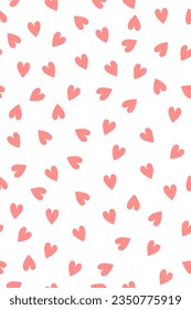 Simple seamless pattern with pink hearts. Vector graphics.