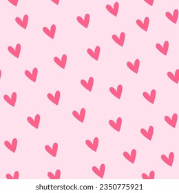 Simple seamless pattern with pink hearts. Vector graphics.