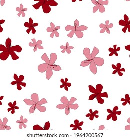 simple seamless pattern pink and red flowers 