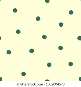 Simple seamless pattern with polka dots in hand-drawn style. Cute background for for fabric, textile.
