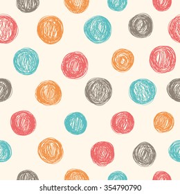 Simple seamless pattern with polka dots. Hand drawn.