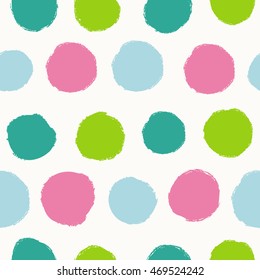 Simple seamless pattern with polka dots. Hand drawn. Background can be used for wallpapers, pattern fills, web page backgrounds, surface textures.