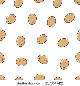 Simple seamless pattern with potato. Potato pattern on a white background.