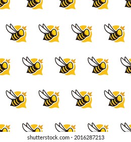 Simple seamless pattern of queen bee chat logo colored cartoon style illustration background template vector