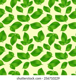 Simple seamless pattern with realistic green leaves