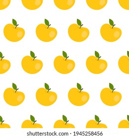 Simple seamless pattern with red apples. Fruits, vitamins, vegetarianism, healthy eating, diet, snacking, harvesting. Illustration in flat style