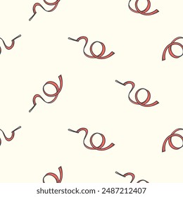 Simple seamless pattern with red gymnastics ribbon. Repeating background for the design of a sports hall, stadium. Design for banner, signboard, poster