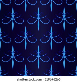Simple seamless pattern with repeated elegant figure on a blue background.