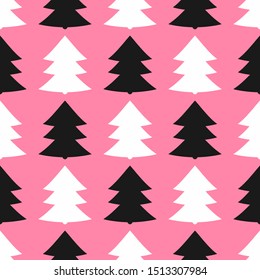Simple seamless pattern with repeating christmas trees. Cute print. Vector illustration.