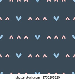 Simple seamless pattern with repeating hearts. Cute vector illustration.