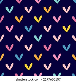 Simple seamless pattern with repeating hearts. Romantic vector illustration.