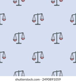 Simple seamless pattern with scales icons. Hand drawn signs and symbols of justice. Vector editable background for decoration, design, banner