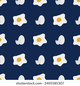 Simple seamless pattern of scrambled eggs. Fried egg for food background, backdrop. Vector