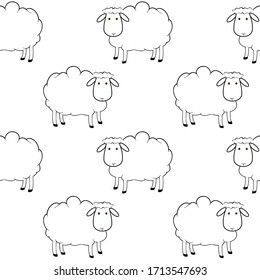 simple seamless pattern with sheeps