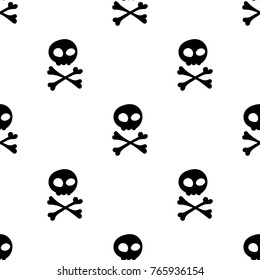 Simple seamless pattern with skull and bones. Pirate sign