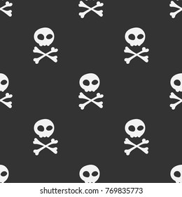 Simple seamless pattern with skull and bones. Pirate sign