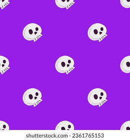Simple seamless pattern with skull on acid background. Halloween trendy concept. Hand drawn vector illustration for cover, stationary, wallpaper, prints, wrapping, textile