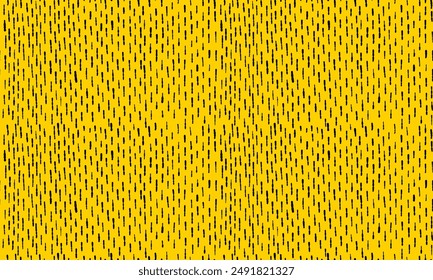 Simple seamless pattern with small dashes. Vector wallpaper with hand drawn abstract texture on yellow background.