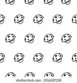 Simple seamless pattern of small mushroom character cartoon style illustration background template vector