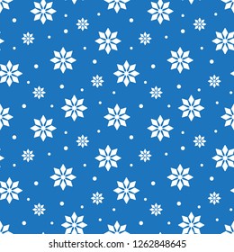 Simple seamless pattern with snowflakes. Winter endless background. Vector illustration