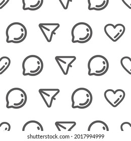 Patrón simple y transparente de las redes sociales icono línea de dibujos animados estilo ilustración plantilla de fondo vector