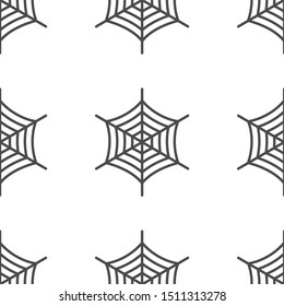 Simple seamless pattern with spider web on a white background.
