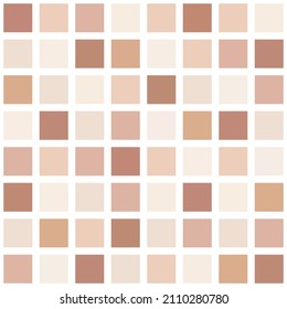 Simple seamless pattern with squares in different shades of beige, brown tiles, 2D flat design for packaging paper, gift wrap, wallpaper, warm colors