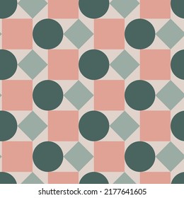 Simple seamless pattern with squares, rhombuses and circles