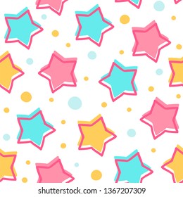 Simple seamless pattern with stars. Baby style vector background.