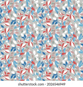 Simple seamless pattern for textiles,berries and leaves, flat stains. 
