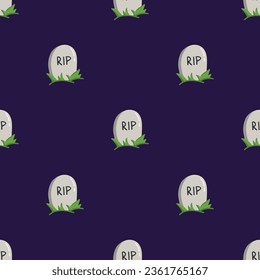 Simple seamless pattern with tombstone. Halloween trendy concept. Hand drawn vector illustration for cover, stationary, wallpaper, prints, wrapping, textile