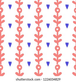 Simple seamless pattern with unicorn made in traditional scandinavian style