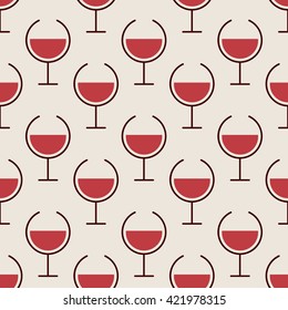 Simple seamless pattern with variation of wine glasses for web, poster, textile, print, wall tile. Winery background. Vector illustration.