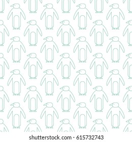 Simple seamless pattern. Vector background with penguins. Can be used for wallpaper, surface textures, scrapbooking, fabric prints. For zoo, travel agency products, tour brochure, excursion banner.