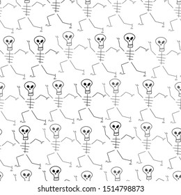 simple seamless pattern. vector with stylized skeletons. ornament. hand drawing. Design can be used for fabric, textile, print, wrapping.