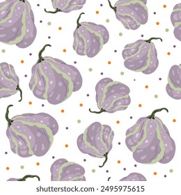 Modelo inconsútil simple con las calabazas violetas en el fondo blanco. Ilustración vectorial