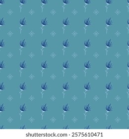 Simple seamless pattern with water colors winters flowers