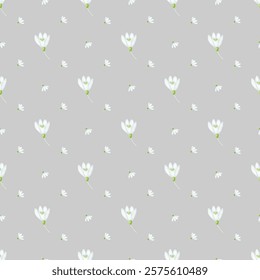 Simple seamless pattern with water colors winters flowers