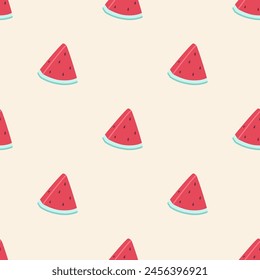 Simple seamless pattern with watermelon slices. Bright summer vector illustration for textiles and design.
