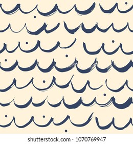 Simple seamless pattern with wavy lines. Hand drawn.