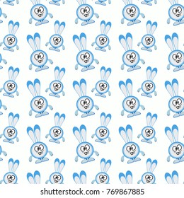 Simple seamless pattern with white rabbit on white background