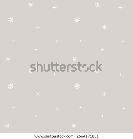 Simple seamless pattern with white snowflakes fall slowly. Christmas winter backgrounds. 