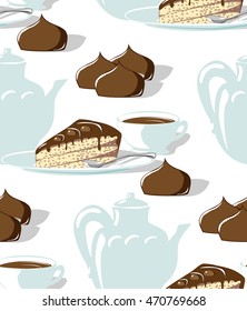 simple seamless pattern without gradients dessert and coffee