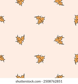 Patrón simple sin fisuras con hojas de otoño amarillas. Fondo de Vector para papel de regalo, decoración, diseño. Patrón sin fin con Elementos repetitivos