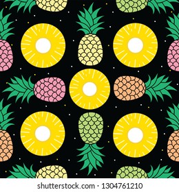 Simple Seamless Pineapples Pattern background . pineapple sliced pattern, For Print etc.