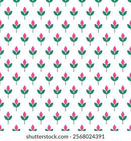 Simple seamless pink flower pattern background.