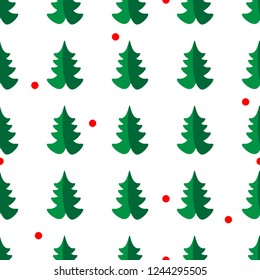 Simple seamless retro Christmas pattern with Xmas trees. Happy New Year background. Vector design for winter holidays on white background.